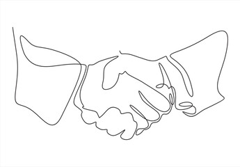 Wall Mural - Handshake continuous line drawing. Business agreement concept