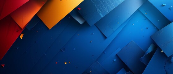 Blue orange geometric shapes, dynamic dark design digital