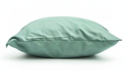 Wall Mural - a peaceful, comfortable, blank, green pillow object isolated against a white background in the morning