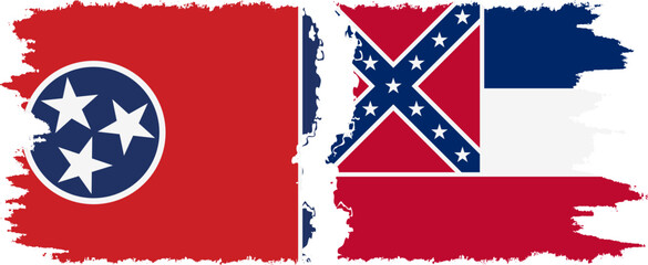 Wall Mural - Mississippi and Tennessee states grunge brush flags connection vector