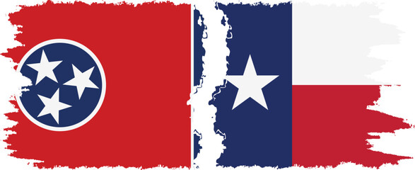 Wall Mural - Texas and Tennessee states grunge brush flags connection vector