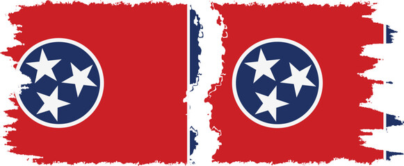 Wall Mural - Tennessee and Tennessee states grunge brush flags connection vector