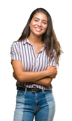 Wall Mural - Young beautiful arab woman over isolated background happy face smiling with crossed arms looking at the camera. Positive person.