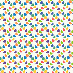 Wall Mural - Colorful heart ribbon repeat pattern isolated on background.Seamless pattern with hearts.Multicolor background graphic vector illustration.