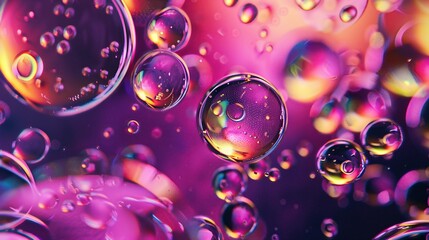 Sticker - vibrant abstract image with colorful bubbles in shades of pink, purple and orange, creating a lively