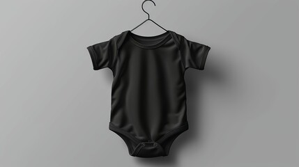 Wall Mural - Mock-up of a realistic black blank baby bodysuit in vector format Close-up of 