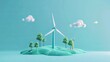 © Zahid - Long-vane wind mills, wind turbines, and wind power plants. Concepts of green and alternative eco-energy, wind energy that is renewable. 3d vector icon. Cartoon minimal style.