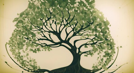 Wall Mural - Tree with roots in the form of a carbon molecule highlighting corporate role in natural carbon sequestration Corporate carbon reduction 4k animation