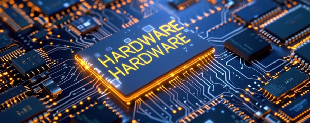 A computer chip with the word hardware on it