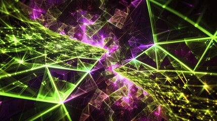 Wall Mural - a digital rendering of geometric fractals expanding infinitely, with intricate patterns of triangles