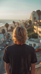 Sticker - back shot of a young man in California