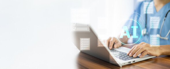 Doctors use AI technology to preserve and organize patient treatment data under the control of intelligent AI systems, cutting edge systems now and into the future. Medical Data Organization managent.