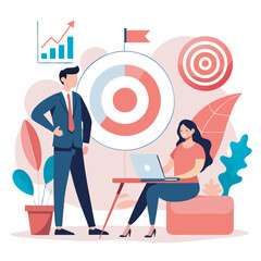 Wall Mural - Discussion about new business plan, Business meeting teamwork and communication concept. Vector illustration.