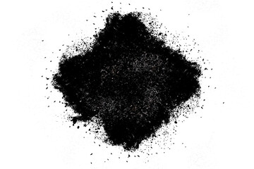 Wall Mural - particles of charcoal on white background,abstract powder splatted on white background,Freeze motion of black powder exploding or throwing black powder.