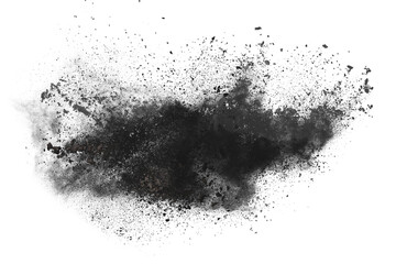 Wall Mural - particles of charcoal on white background,abstract powder splatted on white background,freeze motion