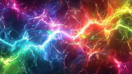 Wall Mural - futuristic rainbow lightning pattern on abstract background, blending vibrant colors in a dynamic an