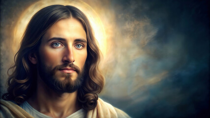 Wall Mural - Background with Jesus Christ our Savior the Lamb of God who takes away the sin of the world