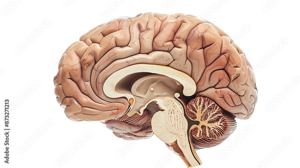 Detailed anatomical image of the human brain showing various regions ...