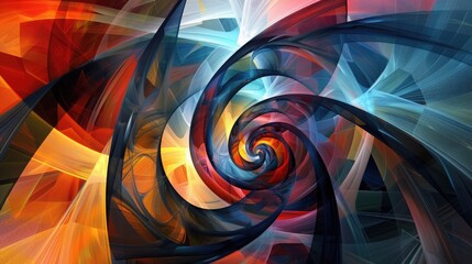 Wall Mural - a dynamic composition of swirling colors and intricate geometric forms, creating a visually captivat