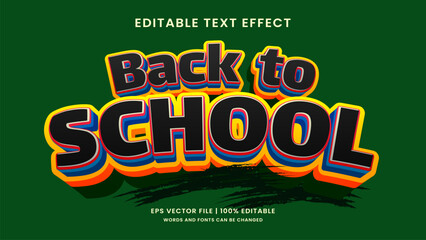 Wall Mural - Back to School 3d editable text effect