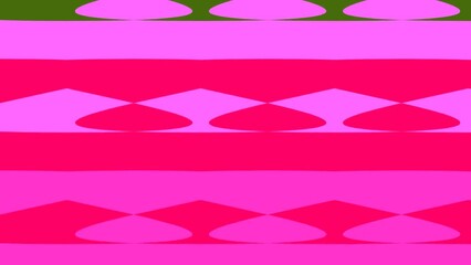 Wall Mural - The image is of four horizontal pink and green stripes with a repeating pattern of white and pink shapes that resemble diamonds.