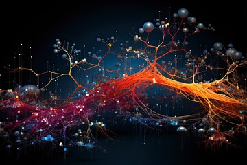 Wall Mural - Neural network, visualization, human brain, analog, intricate, detailed, complexity, visual representation