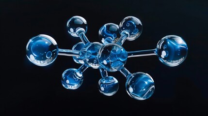 Wall Mural - 3D representation of water molecule H2O structure