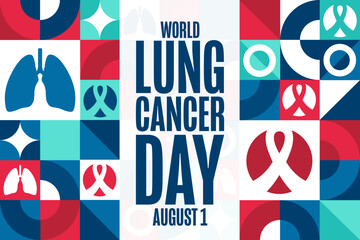 Wall Mural - World Lung Cancer Day. August 1. Holiday concept. Template for background, banner, card, poster with text inscription. Vector EPS10 illustration.