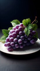 Wall Mural - grapes on a plate