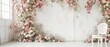 © muhamad - indoor white background featuring a wedding backdrop with chair aesthetic flower wreath pastel color decoration ideal for wedding design and decor