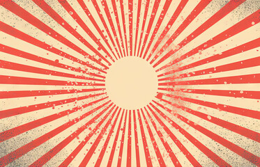 Wall Mural - Sun burst in retro style with grungy dots. Vintage sun rays background.