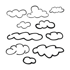 Wall Mural - Cloud icon, hand-drawn outline sketch simple doodle outline drawing art illustration