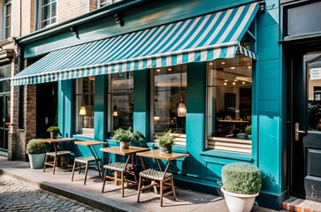 Restaurant coffee shop sidewalk café tables