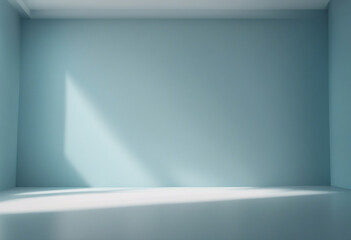 Wall Mural - Minimal abstract light blue background for product presentation Shadow and light from windows on pla