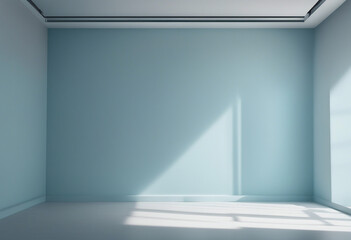 Wall Mural - Minimal abstract light blue background for product presentation Shadow and light from windows on pla