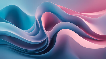 Wall Mural - Abstract Background: Colorful Fluid Waves in Blue and Pink Tones, 3D Illustration