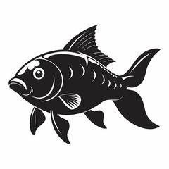 Wall Mural - common carp fish silhouette vector