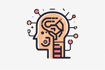 Wall Mural - A cartoon drawing of a brain with a hand on it. The drawing is colorful and has a futuristic feel to it. The idea behind the drawing is to represent the complexity of the human brain