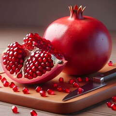 Poster - pomegranate on wooden background