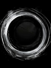 Wall Mural - A black and white photo of a large oval with white streaks. The photo has a moody and abstract feel to it