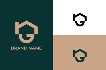 Wall Mural - initial letter G home icon modern abstract construction and real estate business logo, letter G home roof abstract logo, letter G C property logo