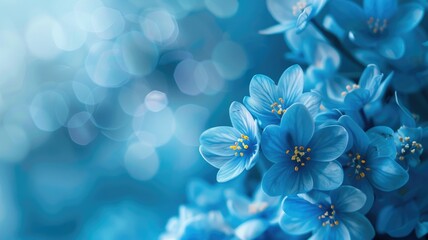 blue flowers in soft light - a delicate cluster of blue flowers against a soft, blurred background, 