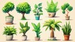 © Nima - Collection of Cartoon Potted Plants - A collection of cartoon potted plants in various styles and colors, perfect for adding a touch of nature to any design. - A collection of cartoon potted plants in