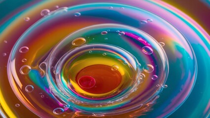 Sticker - Water ripples with vibrant colors and air bubbles