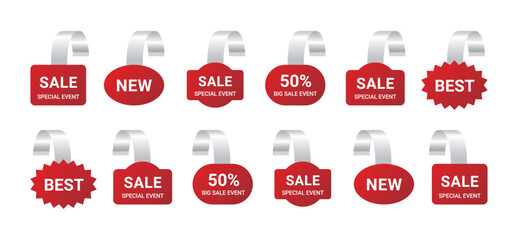 Wall Mural - set of advertising promotion tag labels in various shapes. set of sale and market labels including s