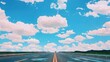 © Liel - A wide-open highway leads to a blue sky with white clouds in the background and a blue sky with white clouds in the foreground