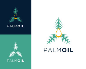 Poster - Palm oil logo. Palm tree with oil icon logo design illustration.