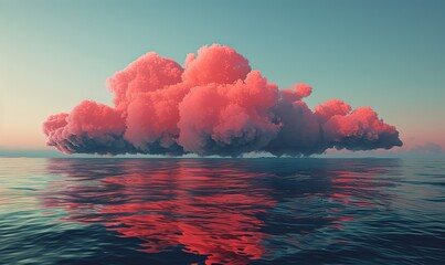 Wall Mural - red cloud floating above the sea