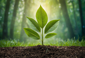 green sprouts in the ground Earth Day environment poster growth plant growing success nature