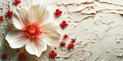 Wall Mural -  Background illustration with flowers for holiday cards,Generated by AI